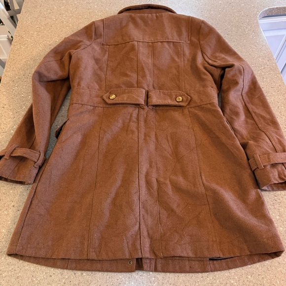Coogi Womens Peacoat Size Large Tan Brown Button & Zip Down Warm Cozy - Picture 11 of 12
